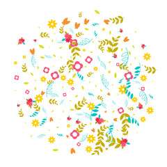 Floral Spring and Summer Vector Wallpaper with Flowers, Leaves, Butterflies, Green Branches. Easter, Mother's Day, 8 March, Birthday, Wedding Background for Banners, Cards, Posters, Invitations.