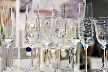 Wine glasses for wine and champagne