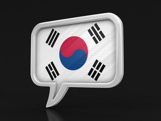 Speech bubble with flag of South Korea. Image with clipping path