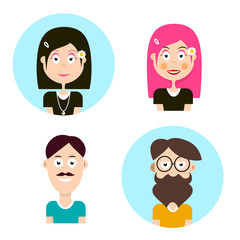 Man and Woman Avatars. Vector People Characters. Men and Women Icons.