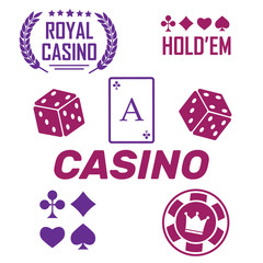 Casino vector sign set. Slot machine symbols. Lucky seven