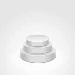 Podium. Stage for awards ceremony. Pedestal. Spotlight. Vector illustration.