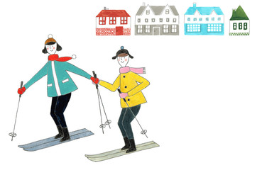 スキー旅行に来たカップル