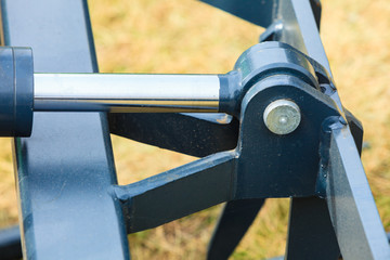 Pneumatic, hydraulic machinery made of steel closeup