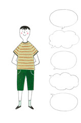 Tシャツとハーフパンツを着た男の子
