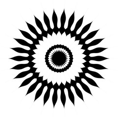 Fototapeta premium Vector flor de girasol en color negro y espacio libre en blanco.