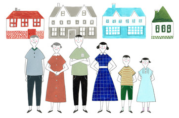 新しい家の購入を検討する家族