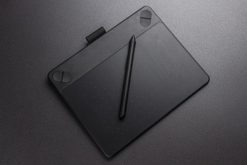 Graphic tablet on a black background