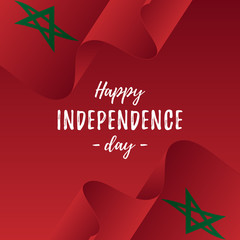 Banner or poster of Morocco independence day celebration. Morocco flag. Vector illustration.