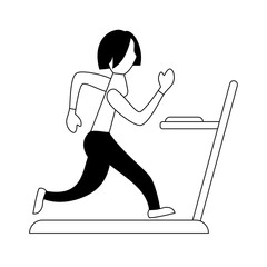Cartoon woman running on a treadmill
