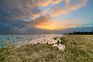 Evening mood at the great lake of the hill moor - photographed near Eversmeer, Germany