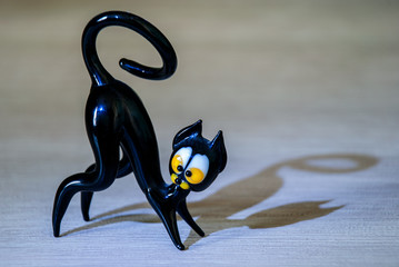 Black cat glass figurine Murano style