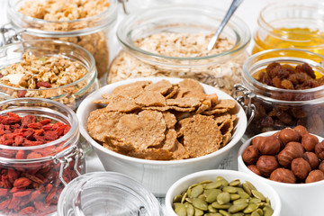 ingredients for breakfast, closeup