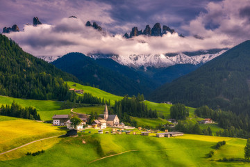 Imressive Dolomites mountains and traditional villages. North of Italy