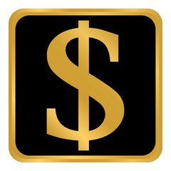 Dollar button on white.