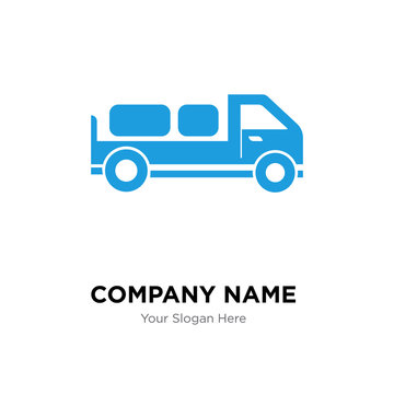 Delivery truck with packages behind company logo design template