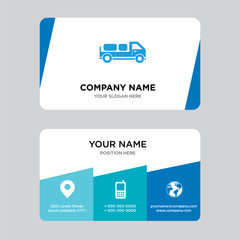 Delivery truck with packages behind business card design template