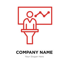 Person in data analytics presentation company logo design template
