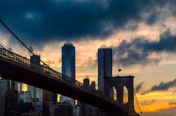 Sunset over Brooklyn Bridge