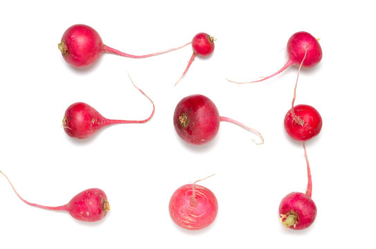 Red radish on white background.Healthy vegetables.