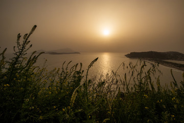 sunset mist on Ischia, Procida and Monte di Procida on Campi Fegrei  coast