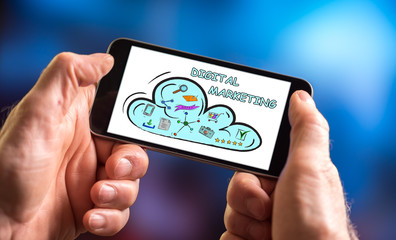 Digital marketing concept on a smartphone