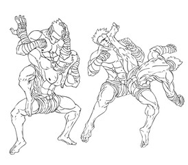 Fototapeta na wymiar Muay thai or thai kickboxing. Martial art vector and illustration