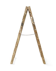 Old wooden ladder on white background, including clipping path