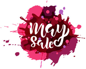 May sale flyer template with handwritten lettering. Poster, card, label, banner design. Bright and stylish sketched text. Vector illustration EPS10