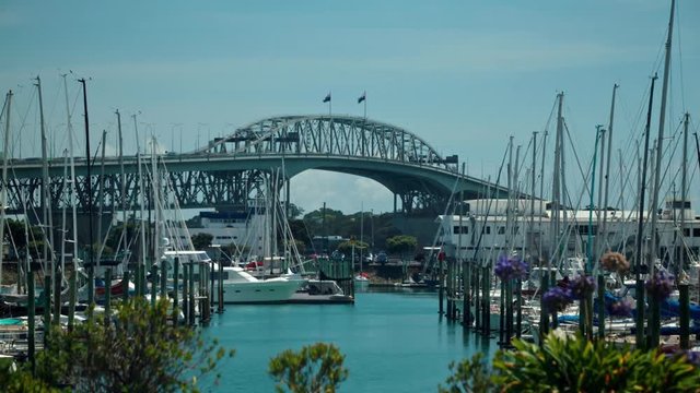 Auckland Bridge time lapse captured from Westhaven Marina