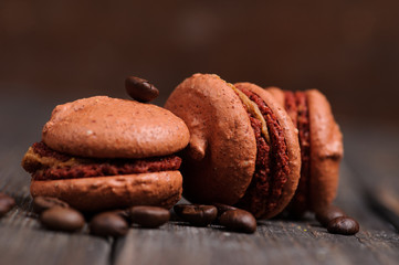 Sweet and colourful french macaroons or macaron