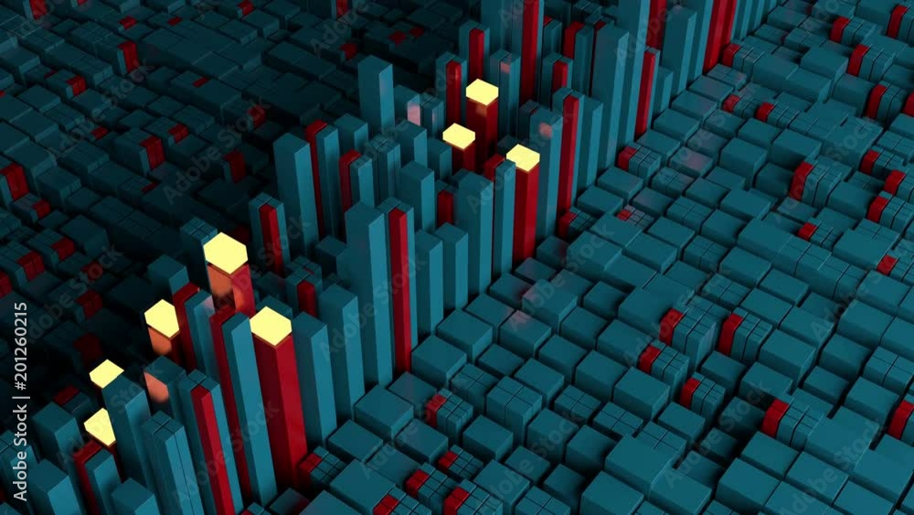 Poster 3d render abstract background made of random vertical rectangles. graph concept. analysis vertical b
