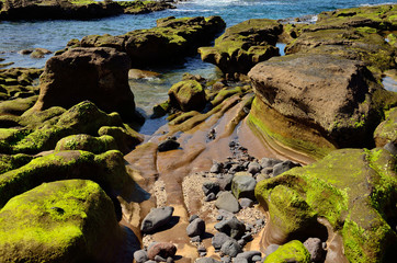 Fototapeta na wymiar Peculiar shapes at low tide, The confital, coast of Gran canaria, Canary islands