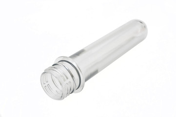 single plastic bottle preform isolated on white