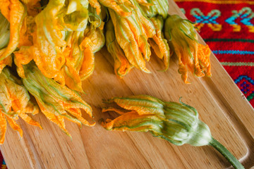 fresh squash blossoms freshly harvested in mexico