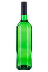 Wine bottle green color isolated on white
