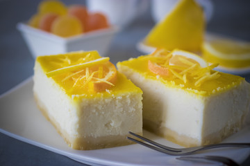 Homemade lemon cheesecake.
