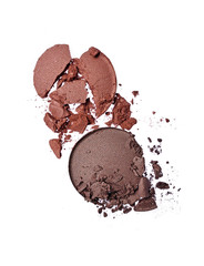 Round brown crushed eyeshadow for make up as sample of cosmetic product