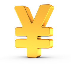 Obraz premium The Yen symbol as a polished golden object with clipping path