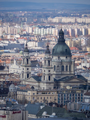 Fototapeta na wymiar Close view of the Historische Kirche, St.-Stephans-Basilika of Budapest from the citadel
