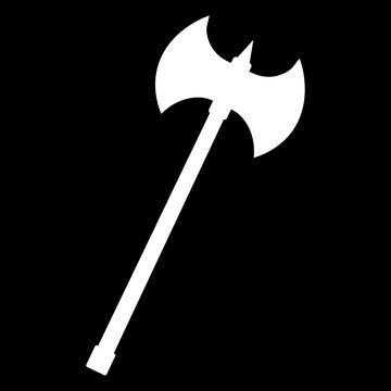 Simple Flat White Silhouette Illustration Of A Two Handed Battle Axe Isolated On Black Stock Vector Adobe Stock