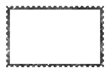 Old grunge blank postage paper stamp on white