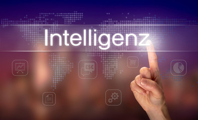 A businessman pressing a Intelligence 