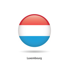 Obraz premium Luxembourg flag - round glossy button. Vector Illustration.