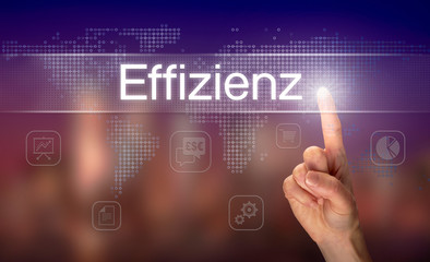 A businessman pressing a Efficiency 