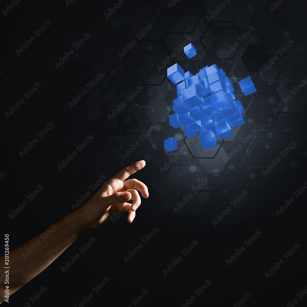 Aufkleber idea of new technologies and integration presented by cube figure