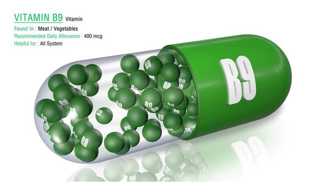 Vitamin B9  - Animated Vitamin Capsule Concept