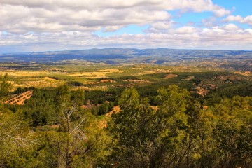 Landscape of the Sierra of Utiel Requena in Valencia, Spain