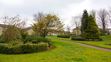Fototapeta na wymiar Park in the centre of the little village of Banton in North Lanarkshire, Scotland.