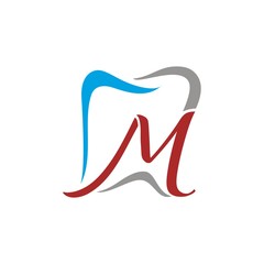 M dental logo design template vector illustration